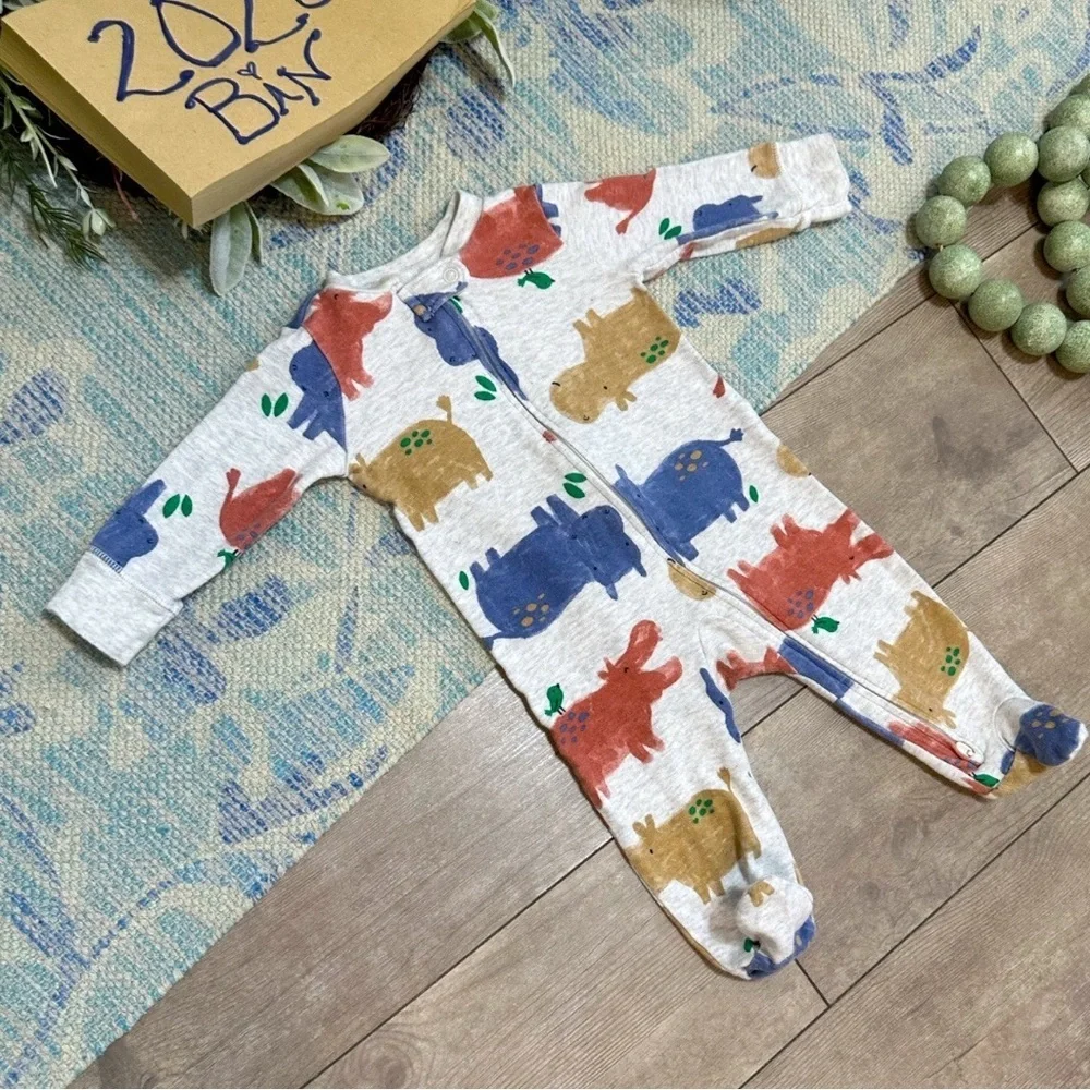 Carter's Hippos Theme Zip Footies One Piece Sleep & Play Size 6 Months Baby Boy